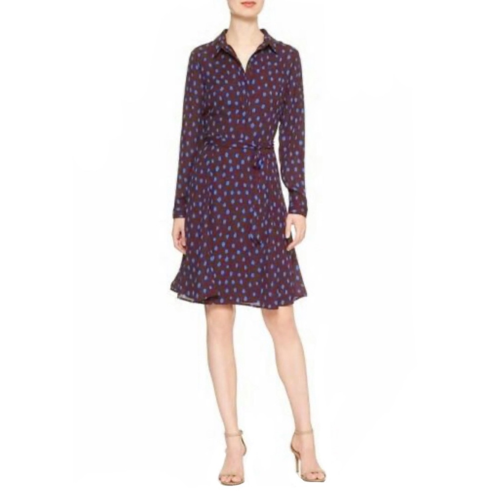 Banana Republic Navy Dress with Blue Dot Print